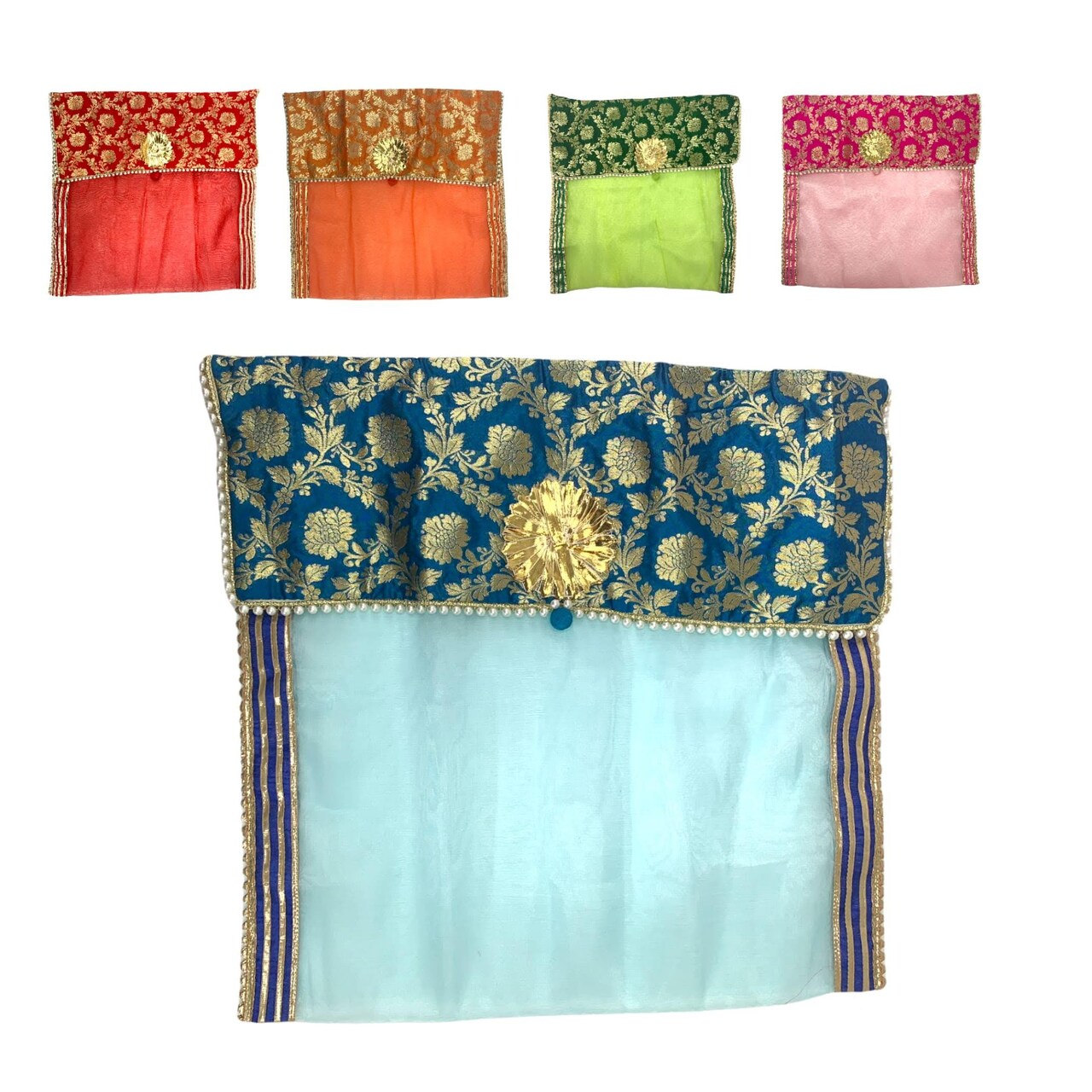 2 Pieces Saree Covers with Button Closure Saree Bags Clothes Covers Organizer for Wardrobe and Gifting Storage Wedding Favor Packing Bags Cloth Organizer Case